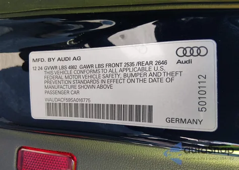 2025 Audi A5 Sportback Premium 45 Tfsi S Line Quattro S Tronic from USA, damaged, VIN WAUDACF59SA016775